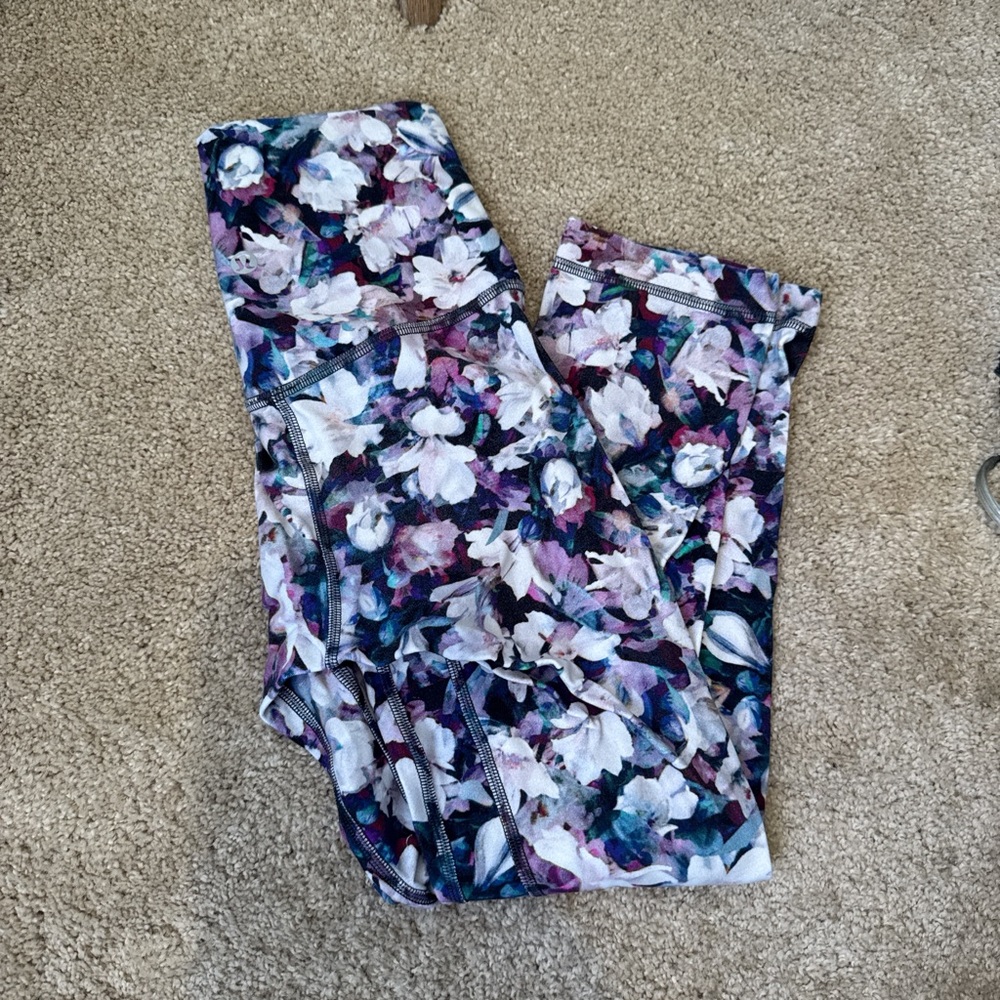 lululemon athletica Floral Leggings - Purple and White